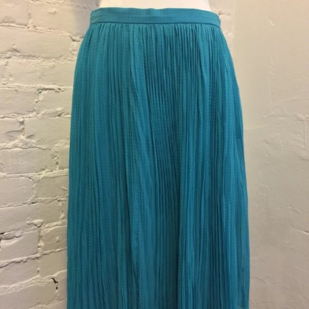 Christian Dior VTG Pleated Skirt Aqua Polka Dot 6